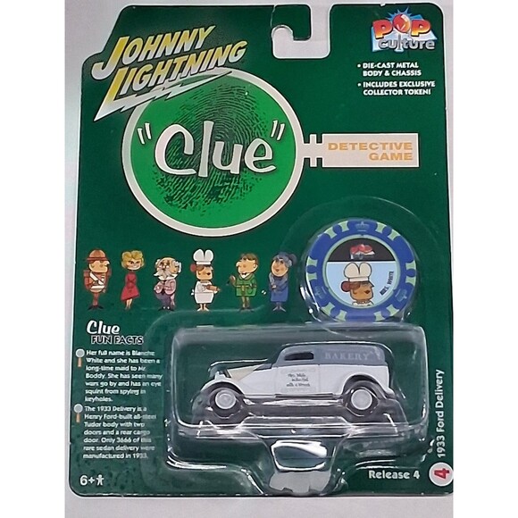 Johnny Lightning Pop Culture Clue 1/64 Car w/ Token 4 Ford, Chevy, Hudson Toyota - Picture 8 of 11